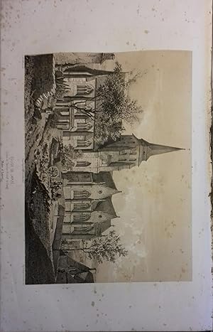 Jarzé (Maine-et-Loire). Lithographie de Deshayes et Bachelier : Eglise de Jarzé, d'après le Baron...