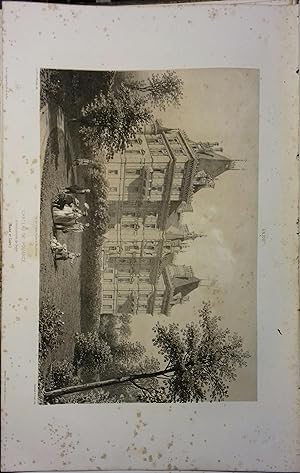 Pouancé (Maine-et-Loire). Lithographie de Cicéri et Bachelier : Château de Pouancé, d'après le Ba...