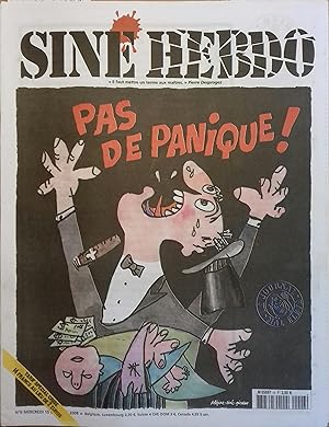 Siné Hebdo N° 6. Pas de panique! Couverture de Delépine et Siné d'après Picasso. 15 octobre 2008.