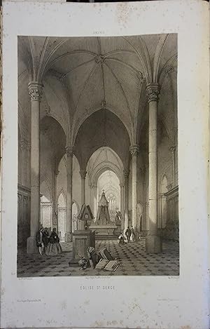 Angers. Saint-Serge. Lithographie d'Auguste Mathieu d'après le Baron de Wismes. Vers 1856.