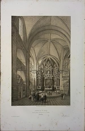 La Flèche (Sarthe) Lithographie de Bachelier : Chapelle Saint-Louis au Prytanée militaire de La F...