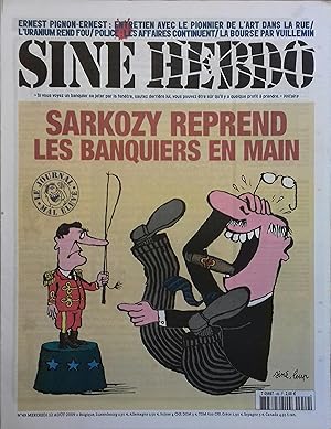 Siné Hebdo N° 49. Couverture de Siné et Loup : Sarkozy reprend les banquiers en main - Ernest Pig...