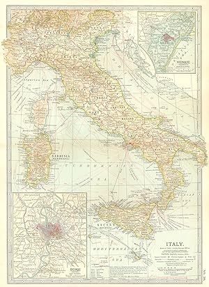 Italy; Inset map of Rome (Roma) and Vicinity, Sardinia (Sardegna), Venice (Venezia) and Vicinity
