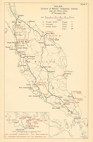 Malaya, Location of Military Formations, Airfields and Air Force Units, 8th December 1941