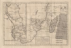Carte du Canal de Mosambique, contenant l'Isle de Madagascar avec les Côtes d'Afrique depuis le C...