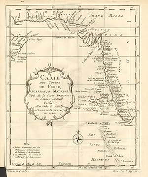 Carte des Costes de Perse, Gusarat, et Malabar Tirée de la Carte Francoise de l'Océan Oriental Pu...
