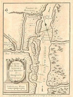 Carte des Bras du Jenisei aux Environs de Mangaséa, tiré de Gmelin [Map of the tributaries of the...