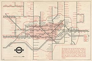 London Transport - Diagram of lines - Cheap Evening Return Fares to Town - 1253/2585D/250M