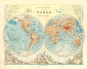 Bathy-orographical map of the World, in Hemispheres