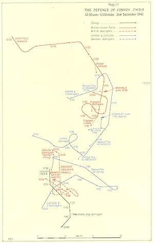 Map 29. The defence of Convoy JW.51B 10:30 a.m.-12:00 noon 31st December 1942