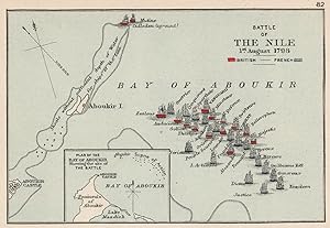 Battle of The Nile 1st August 1798; Inset map of Bay of Aboukir