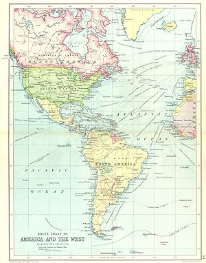 Route chart to America and the West on Mercators projection