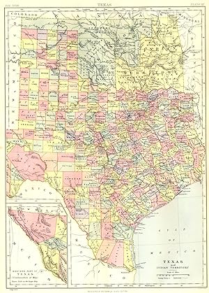 Texas and Indian Territory; Inset map of Western part of Texas