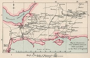 Map to Illustrate The Campaigns of 1685 and 1688 in the West of England
