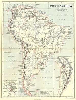 South America; Inset maps of La Plata; Peru, Bolivia, Chili