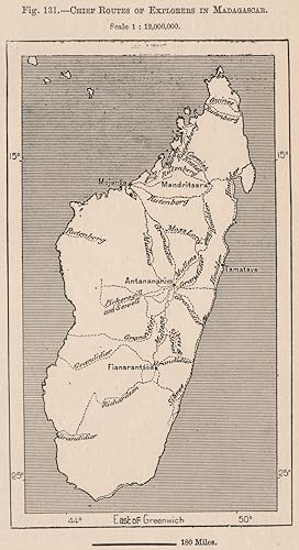 Chief routes of explorers in Madagascar