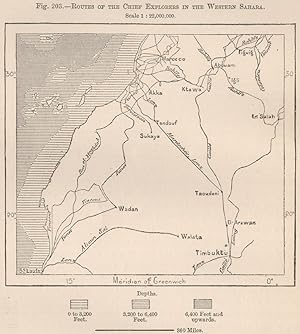 Routes of the chief explorers in the Western Sahara