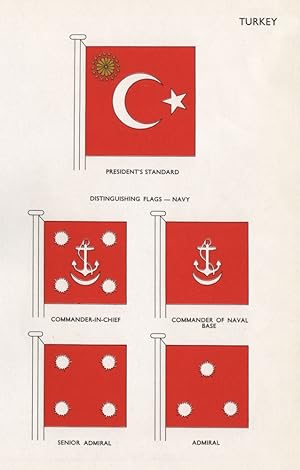 Turkey; President's Standard; Distinguishing Flags-Navy; Commander-In-Chief; Commander of Naval B...