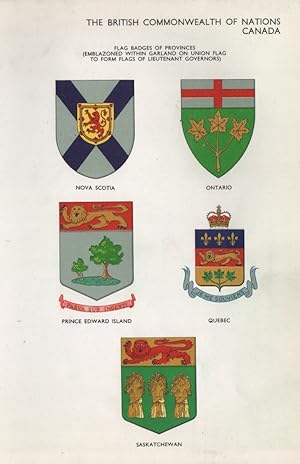 The British Commonwealth of Nations Canada; Flag badges of provinces (Emblazoned within Garland o...