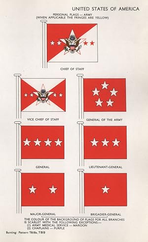 United States of America; Personal Flags-Army (When applicable the Fringes are Yellow); Chief of ...