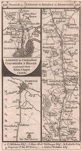 [London to Newmarket, Thetford & Norwich, measured from White Chapel Church] : Norwich // London ...