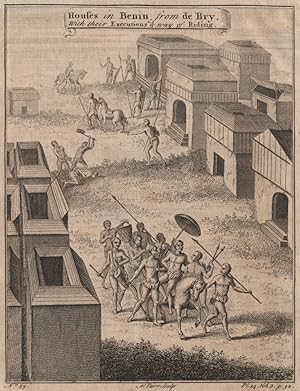 Houses in Benin, from de Bry, with thier Executions & way of Riding