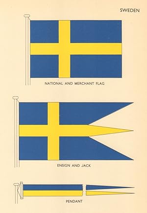 Sweden; National and Merchant Flag, Ensign and Jack, Pendant