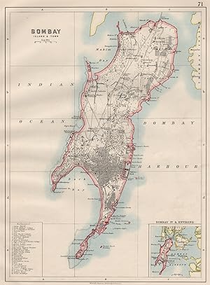 Bombay Islands & Town; Inset map of Bombay Id. & environs