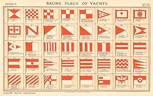 Racing Flags of Yachts - Volante, H. Blake - Ayrshire Lass, T. Reid - Red Heart Fire Fly, H.S. Tu...