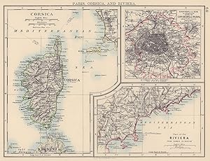 Paris. Corsica, and Riviera; Corsica; Department of the Seine on enlarged scale showing the envir...