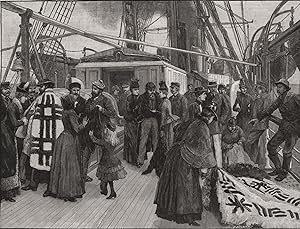 Patagonian fur dealers on board a British ship at Sandy Point, Straits of Magellan
