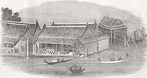 Siamese Floating House, on The River Menam - Sketches in Siam