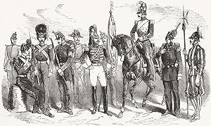 Uniforms of the troops in the Pope's army: Military college; Palatine guard; Foot Gendarmerie; Sw...