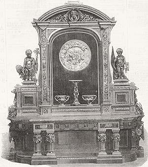 Sideboard of carved oak and Ebony, exhibited by Messrs. Trollope and sons - The Paris internation...