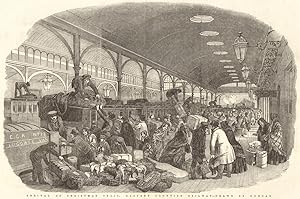 Arrival of Christmas train, Eastern Counties Railway - drawn by Duncan