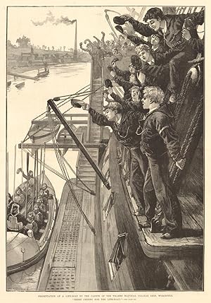 Presentation of a life-boat by the cadets of the Thames Nautical College ship, Worcester ''Three ...