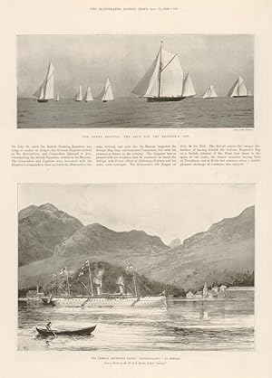 The Cowes Regatta : The Race for the Emperor's cup / The German Emperor's Yacht "Hohenzollern" at...