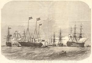 The Naval Review - the fleet rounding the pivot-ships at the Nab, Portsmouth - drawn by Edwin Weedon