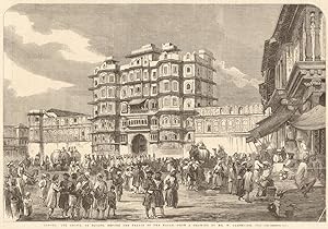 Indore: the chowk, or square, before the palace of the Rajah - from a drawing by Mr W. Carpenter,...