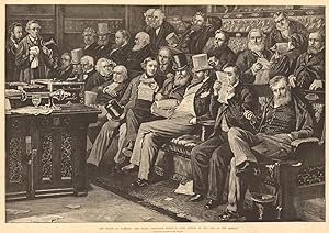 The House of Commons: The front opposition bench - a late sitting at the end of the session. From...