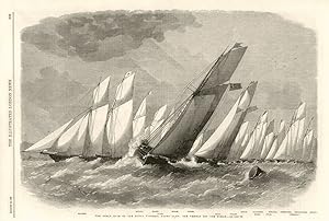 The ocean race of the Royal Victoria Yacht club: The vessels off the Noman. Galatea, Marina, Shar...