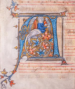 An Angel Hybrid in a historiated initial on a cutting from a Choirbook in Latin [France (Paris), ...