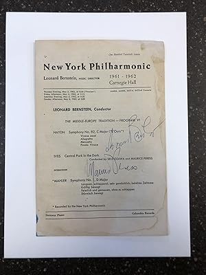 LEONARD BERNSTEIN NEW YORK PHILHARMONIC PROGRAM [SIGNED]