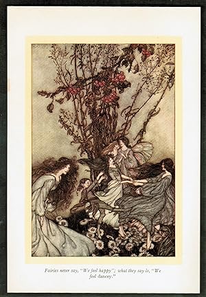 Fairies never say, 'We feel Happy. [page 94] Art Nouveau Original Vintage Print by Arthur Rackham...