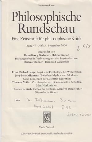 Logik und Psychologie bei Wittgenstein. [Aus: Philosophische Rundschau, Bd. 47, Heft 3, September...