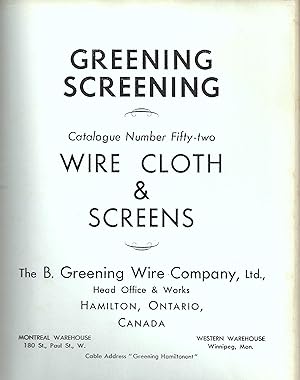 Catalogue Number 52. Greening Screening. Wire Cloth & Screens