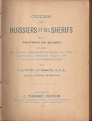 Codes des Huissiers et Shérifs de la Province de Québec