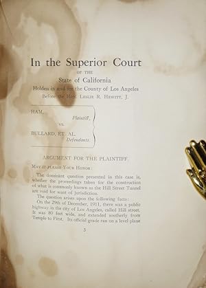 Argument in the Hill Street Tunnel Cases (In the Superior Court of the State of California Holden...