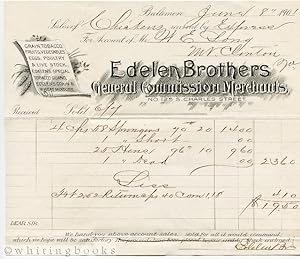 1901 Billhead for Sale of Chickens by Edelen Brothers of Baltimore, Maryland