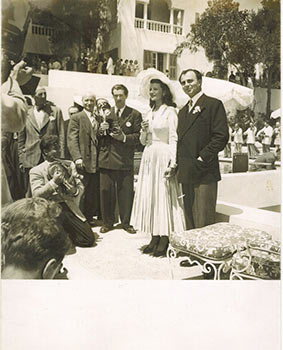 Unpublished photographs of the wedding of Prince Ali Salman Aga Khan and Rita Hayworth from the a...